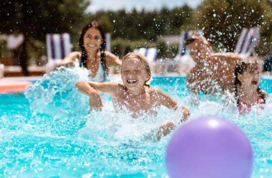 family having fun in the pool at cherokee county aquatic center